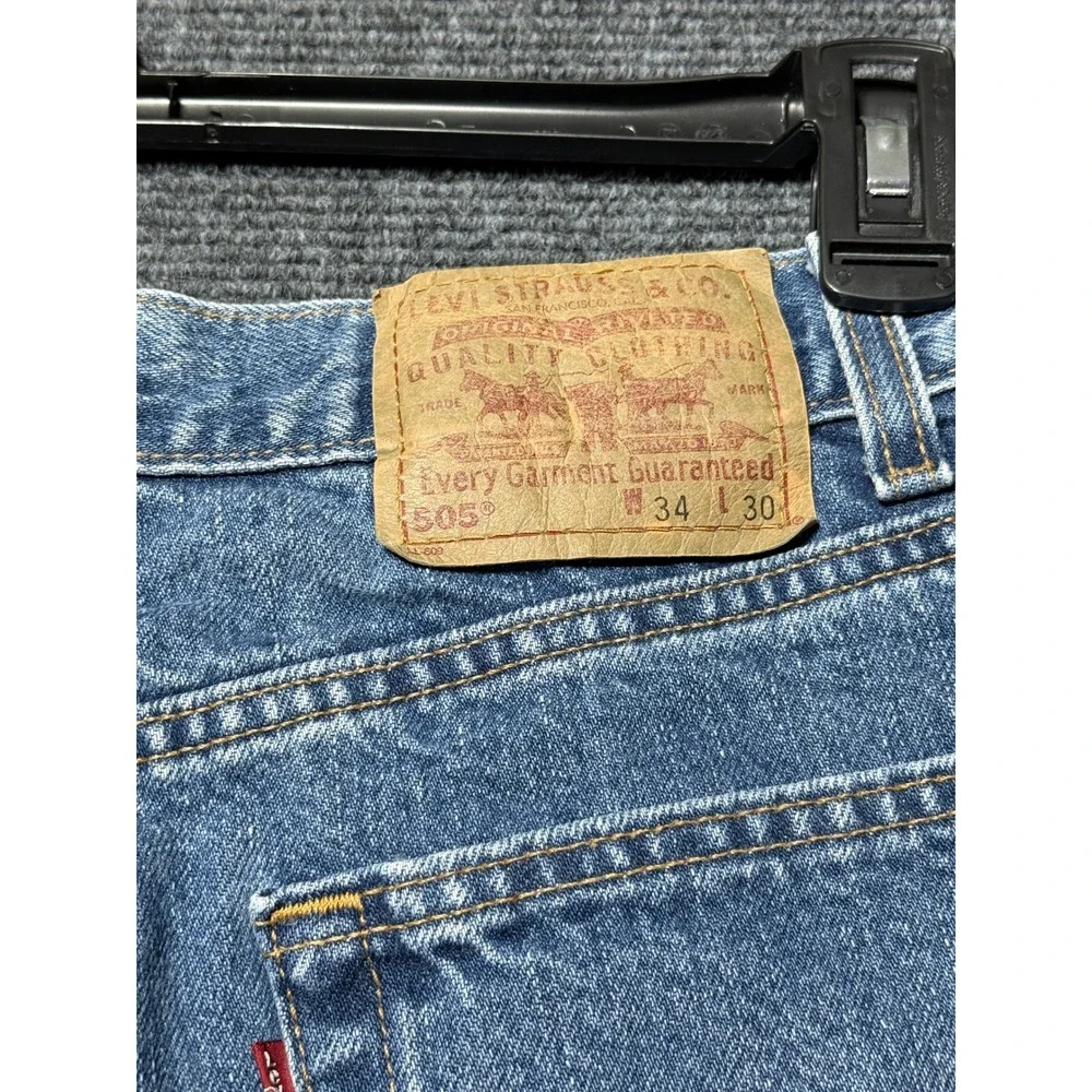 Levi Levi 505 Regular Fit Straight Leg Jeans Mens 34x30 Blue Made in USA